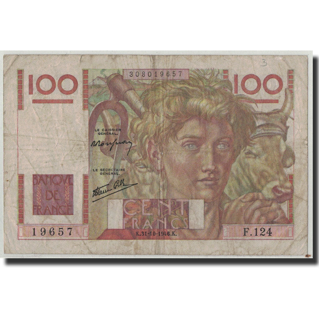 France, 100 Francs, 100 F 1945-1954 ''Jeune Paysan'', 1946, 1946-10-31