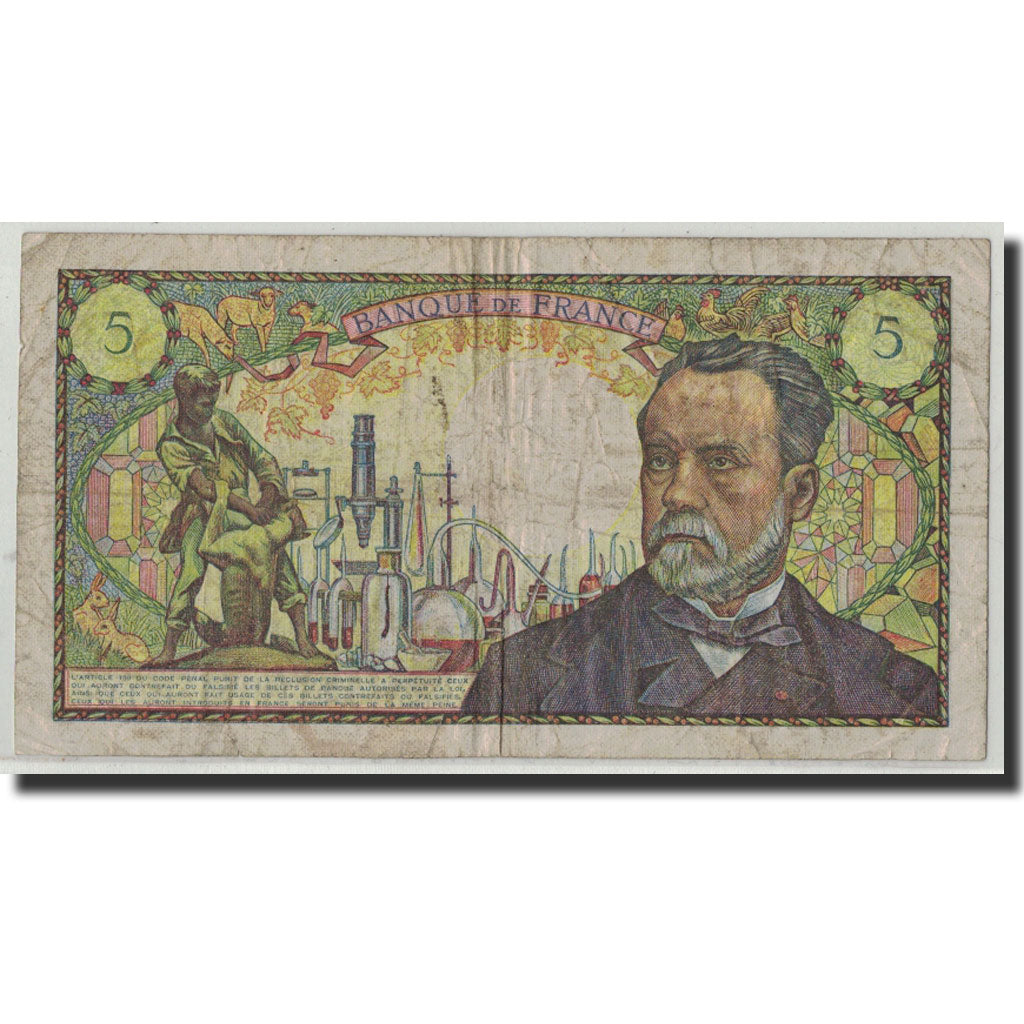 France, 5 Francs, 5 F 1966-1970 ''Pasteur'', 1970, 1970-01-08, VG(8-10)