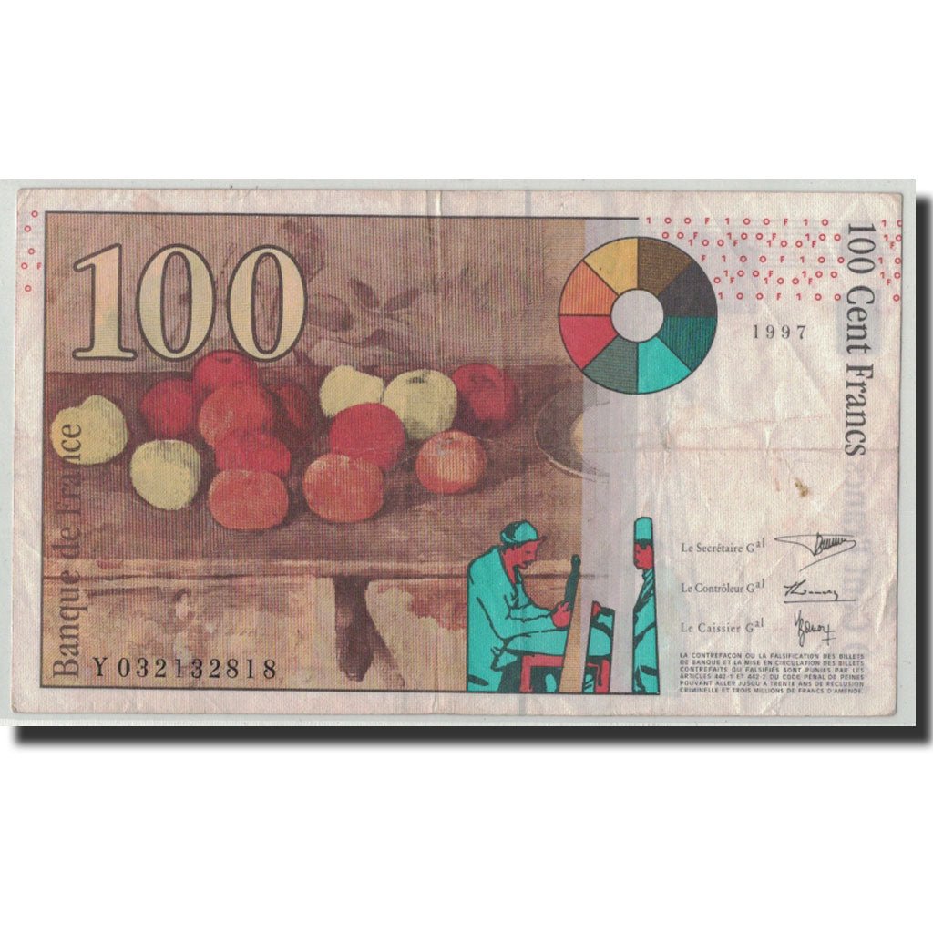 France, 100 Francs, 100 F 1997-1998 ''Cézanne'', 1997, VF(20-25), Fayette:74.1