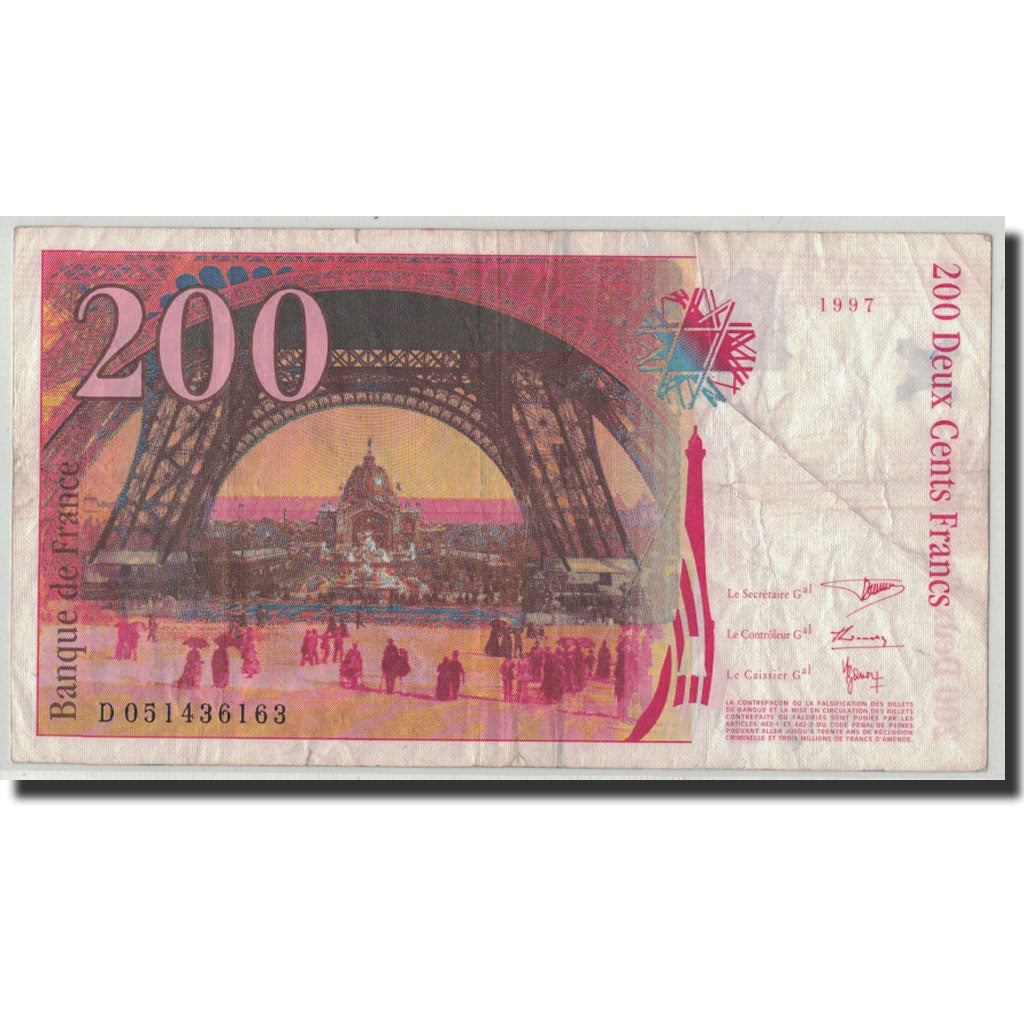 France, 200 Francs, 200 F 1995-1999 ''Eiffel'', 1997, F(12-15), Fayette:75.4b