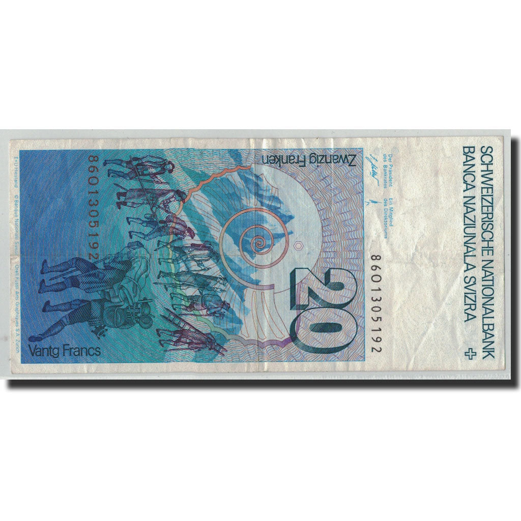 Banknote, Switzerland, 20 Franken, 1986, KM:55f, VF(30-35)