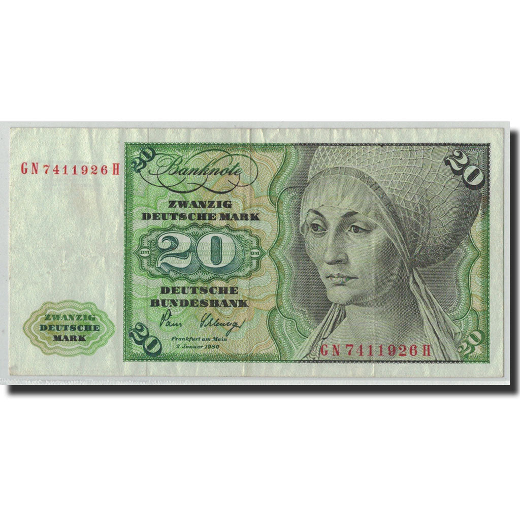 Banconote, GERMANIA - REPUBBLICA FEDERALE, 20 Deutsche Mark, 1980, KM:32d