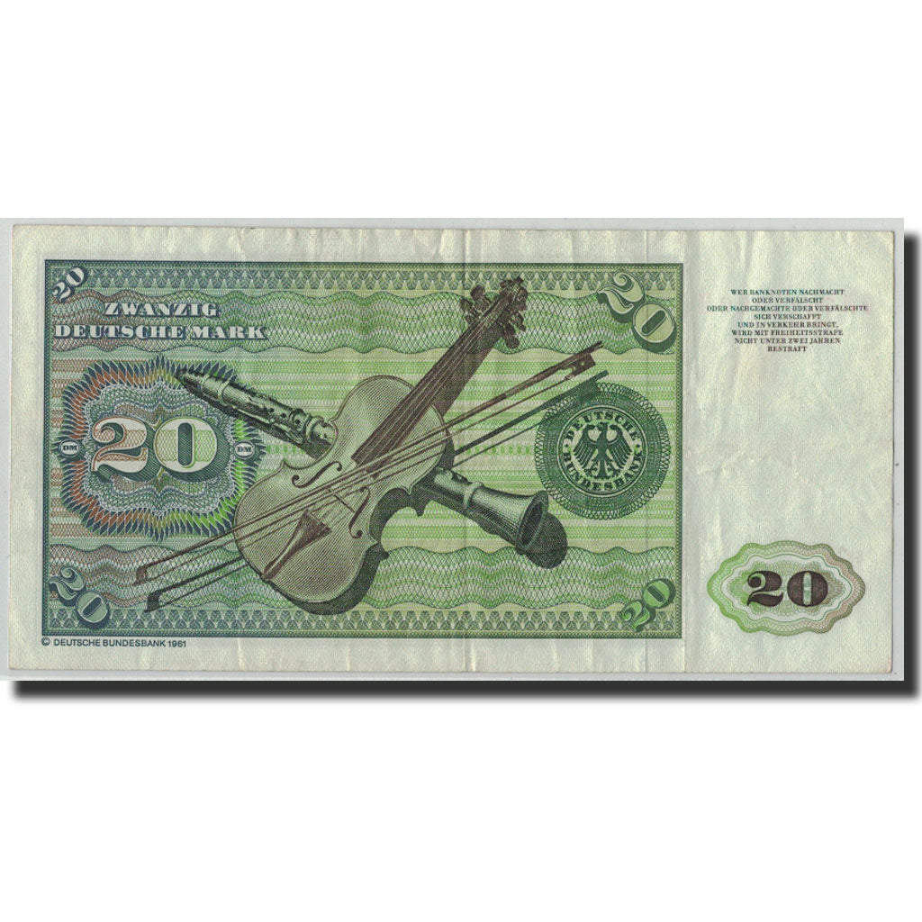 Banconote, GERMANIA - REPUBBLICA FEDERALE, 20 Deutsche Mark, 1980, KM:32d