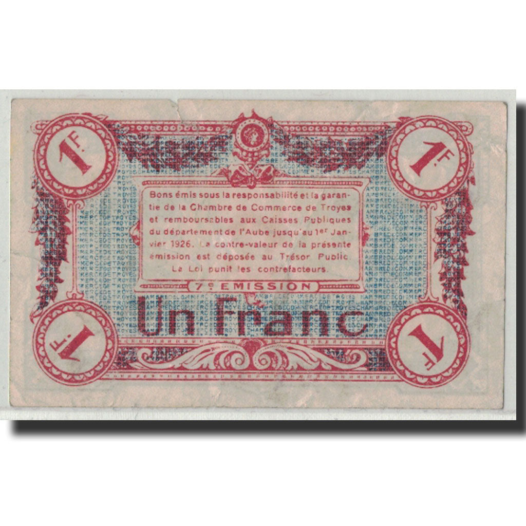 Pirot:124-14, 1 Franc, Undated, France, VF(20-25), Troyes