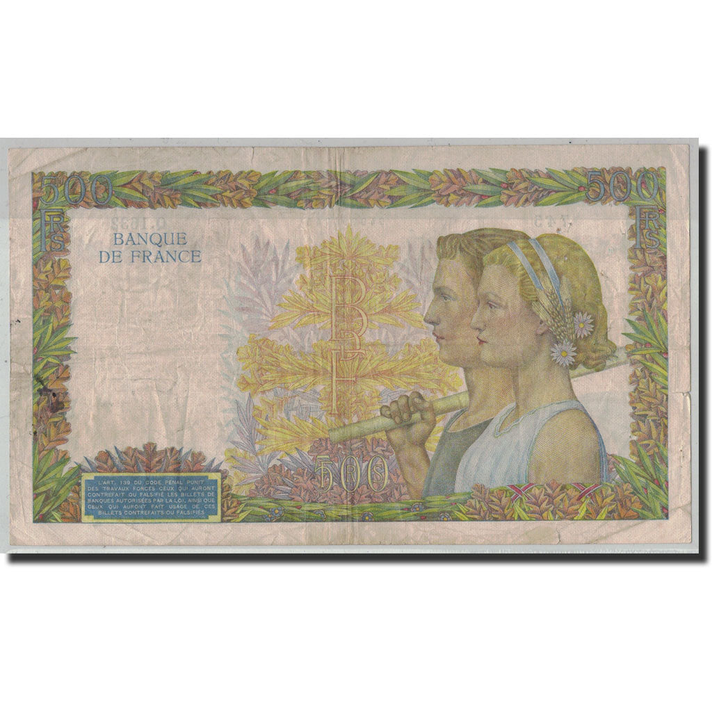 France, 500 Francs, 500 F 1940-1944 ''La Paix'', 1940, 1940-12-19, VF(30-35)