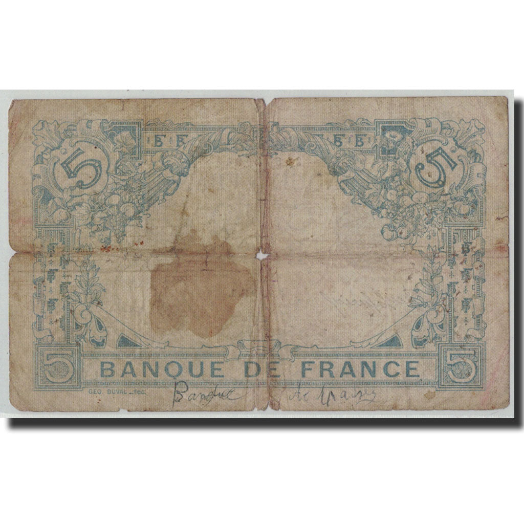 Frankreich, 5 Francs, 5 F 1912-1917 ''Bleu'', 1915, 1915-11, SGE, Fayette:2.33