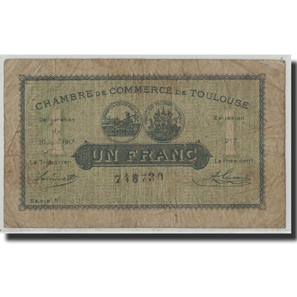 Frankreich, Toulouse, 1 Franc, 1917, SGE+, Pirot:122-27