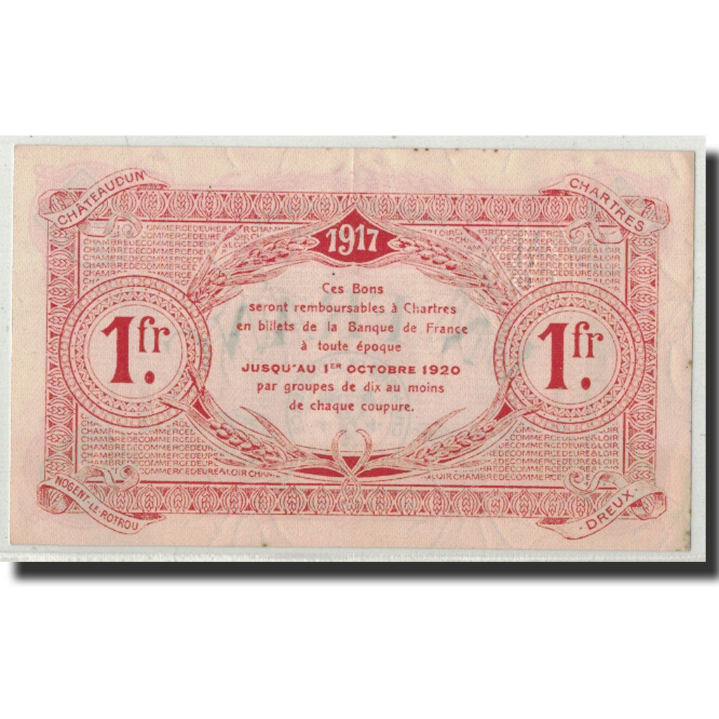 France, Eure et loir, 1 Franc, 1917, UNC(63), Pirot:45-5