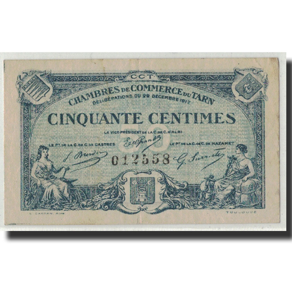 France, Tarn, 50 Centimes, 1917, VF(20-25), Pirot:5-9