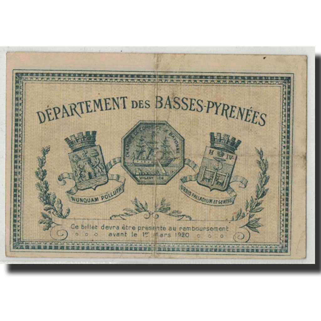Francia, Bayonne, 1 Franc, 1915, BB, Pirot:21-13