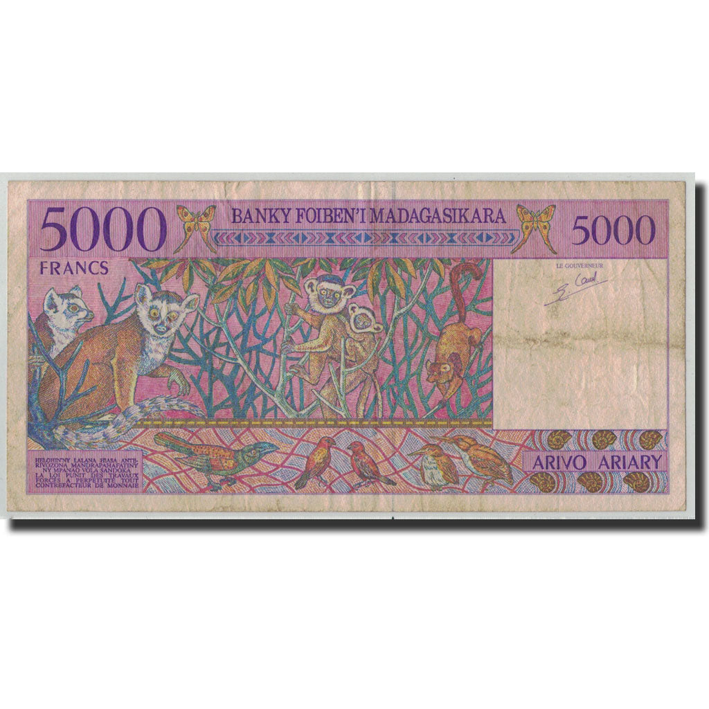 Banknote, Madagascar, 5000 Francs = 1000 Ariary, Undated (1995), KM:78a