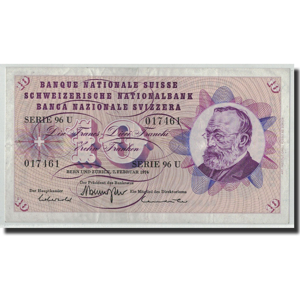 Banknote, Switzerland, 10 Franken, 1974, 1974-02-07, KM:45t, AU(50-53)
