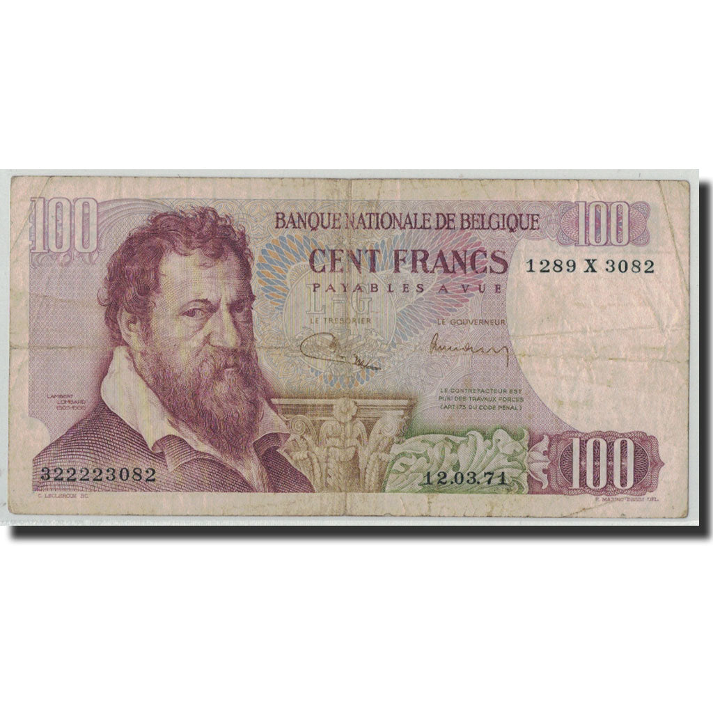 Banknote, Belgium, 100 Francs, 1971, 1971-03-12, KM:134b, F(12-15)