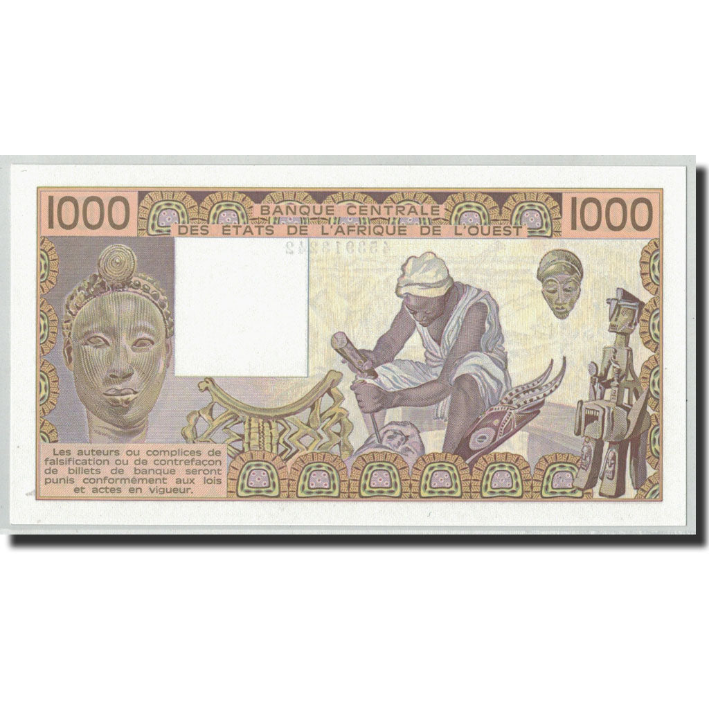 Banknote, West African States, 1000 Francs, 1988, KM:406Da, UNC(65-70)