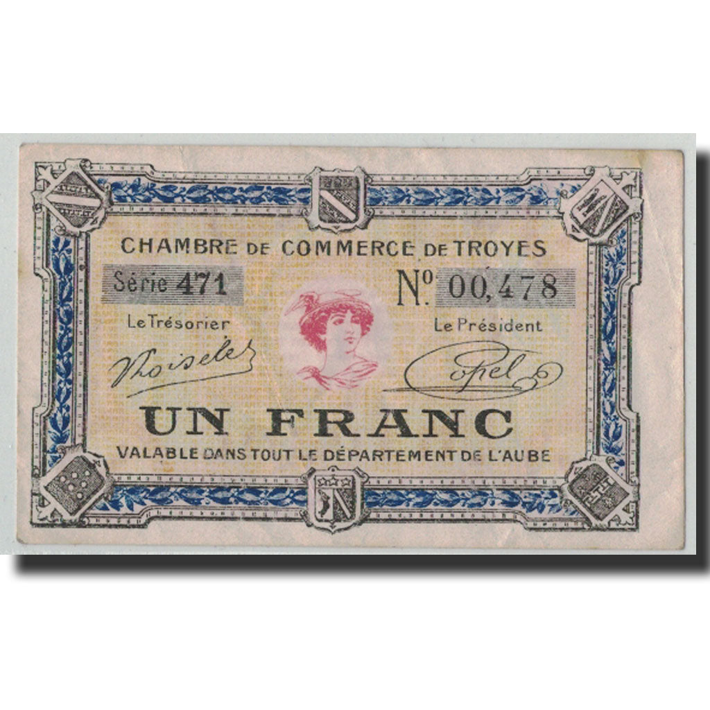 France, Troyes, 1 Franc, Undated, VF(20-25), Pirot:124-14