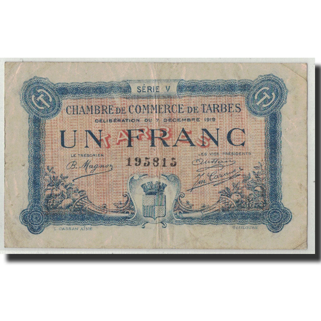 Francia, Tarbes, 1 Franc, 1919, MB, Pirot:120-22