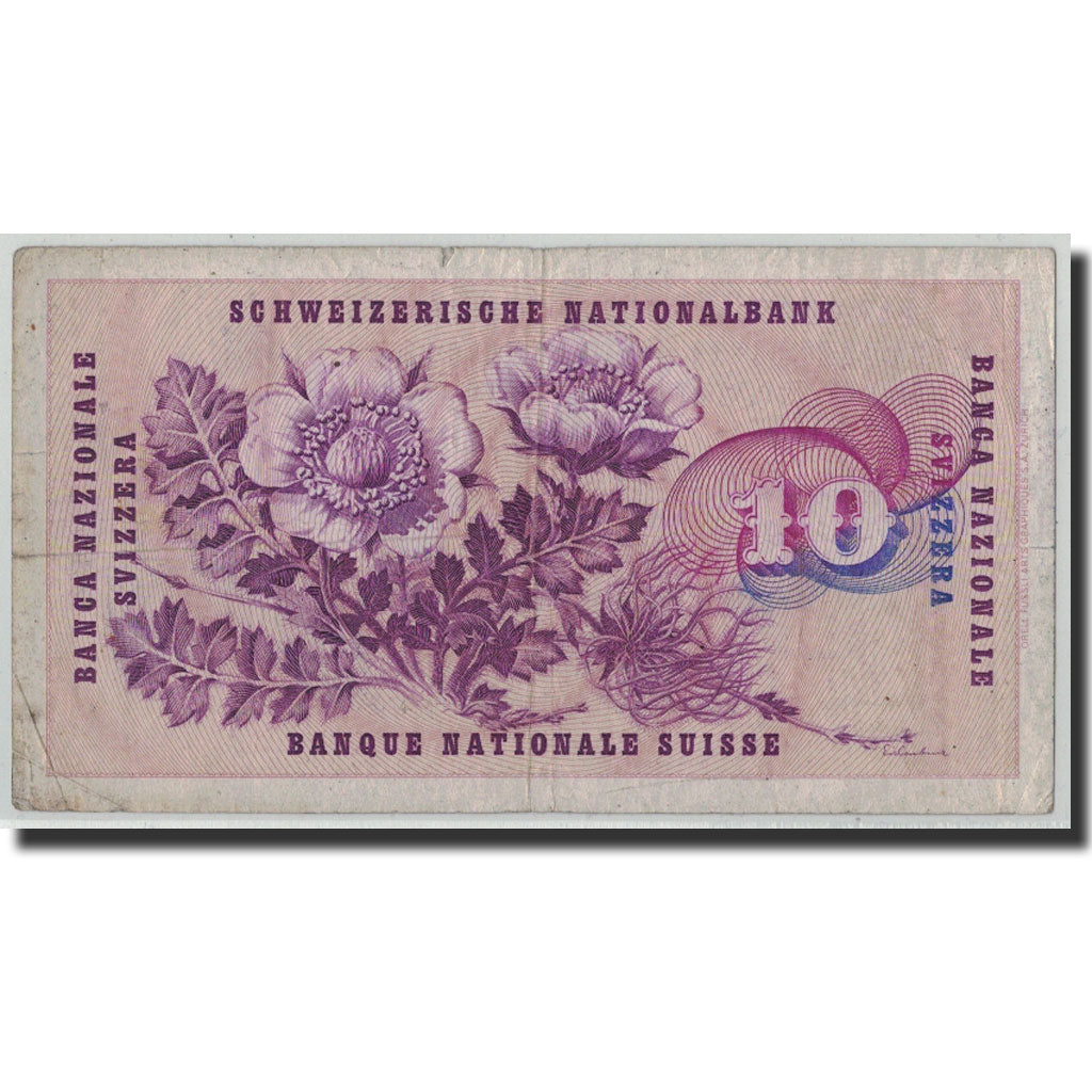 Banconote, Svizzera, 10 Franken, 1963, 1963-03-28, KM:45h, B+