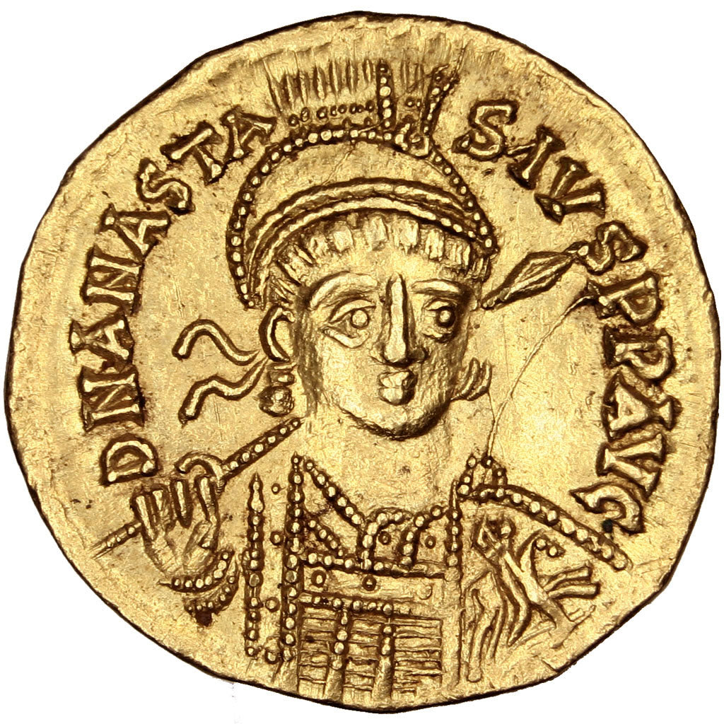 Anastasius I 491-518, Solidus, Constantinople, AU(55-58), Gold, Sear #3, 4.49