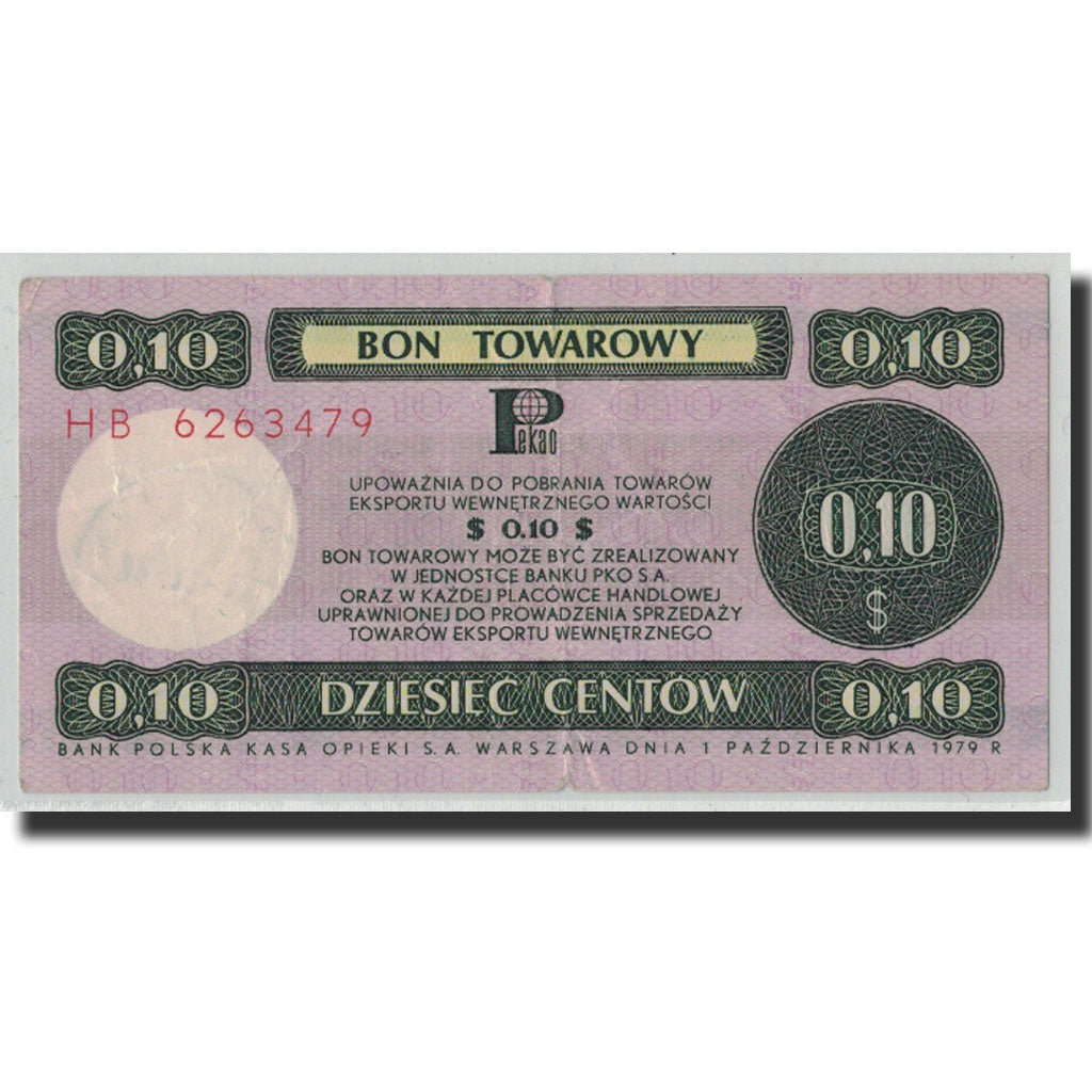 Banknote, Poland, 10 Cents, 1979, 1979-10-01, KM:FX37, VF(30-35)