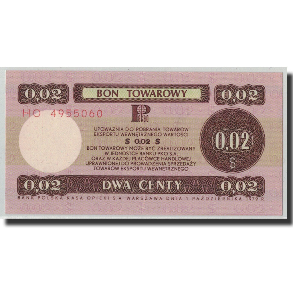 Banknote, Poland, 2 Cents, 1979, 1979-10-01, KM:FX35, AU(55-58)