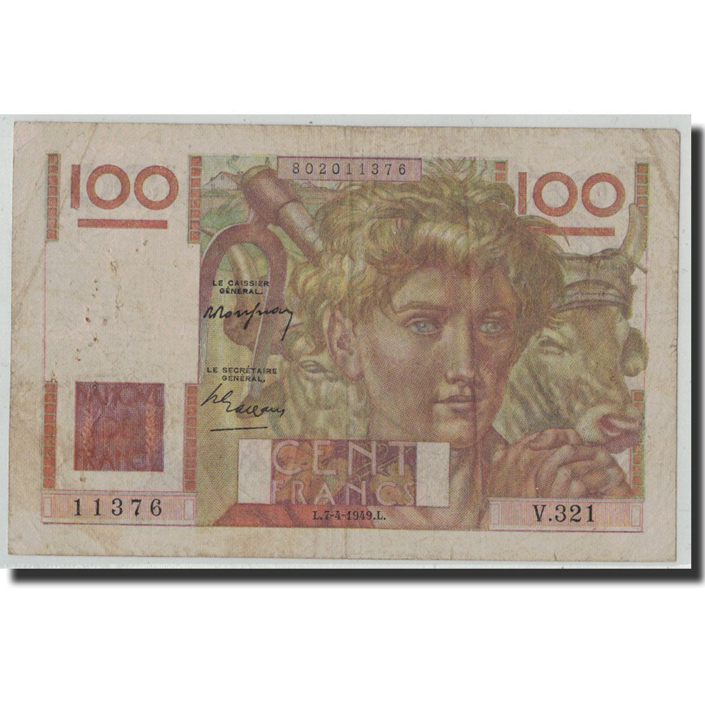 Frankreich, 100 Francs, 100 F 1945-1954 ''Jeune Paysan'', 1949, 1949-04-07