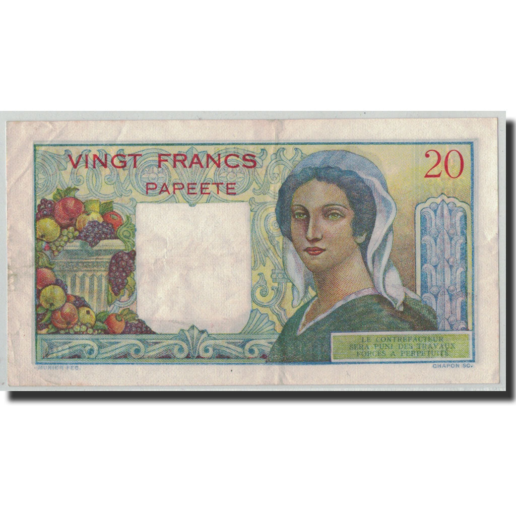 Banconote, Tahiti, 20 Francs, Undated (1963), KM:21c, BB