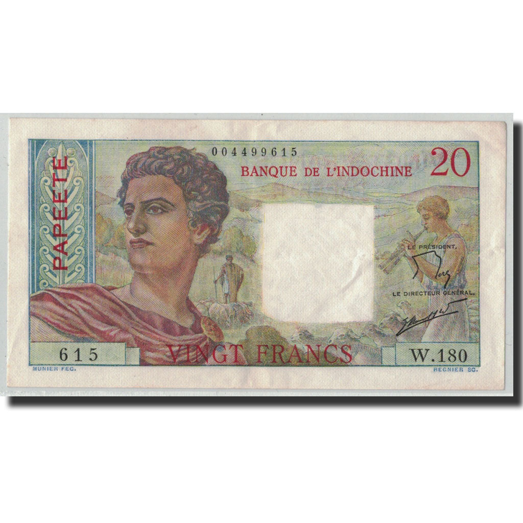 Banknote, Tahiti, 20 Francs, Undated (1963), KM:21c, AU(50-53)