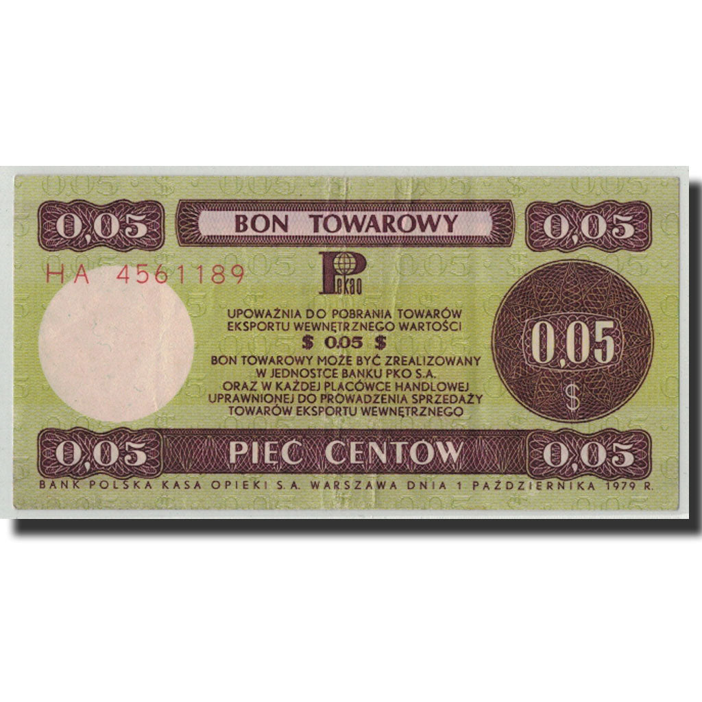 Geldschein, Polen, 5 Cents, 1979, KM:FX36, S+