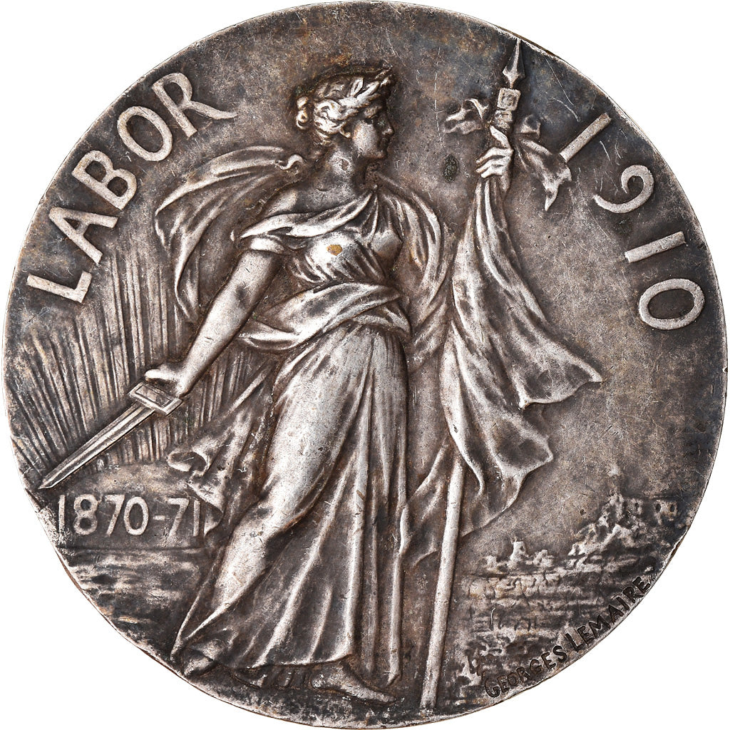 France, Medal, Art Nouveau, Labor, Progrès-Gloire, 1910, Lemaire, AU(50-53)
