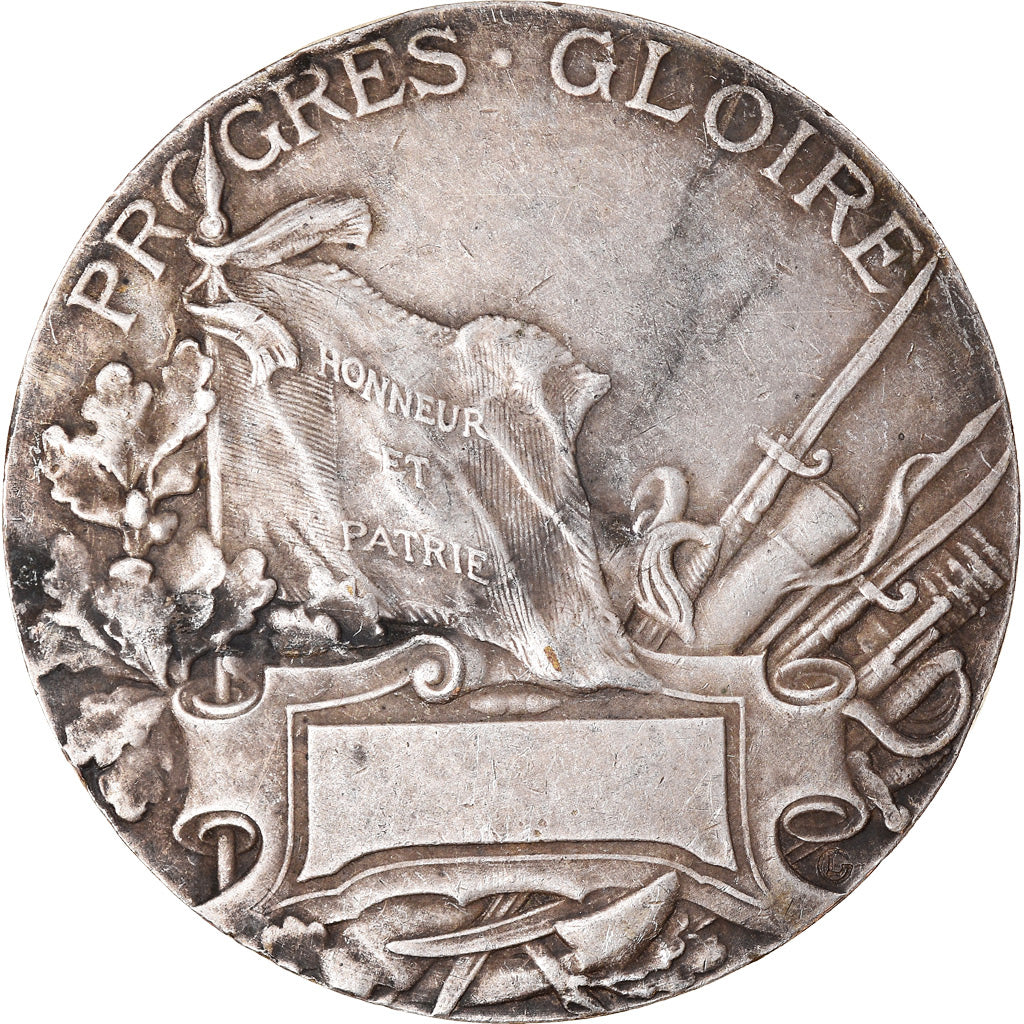 France, Medal, Art Nouveau, Labor, Progrès-Gloire, 1910, Lemaire, AU(50-53)