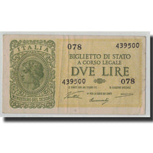 Geldschein, Italien, 2 Lire, 1944, 1944-11-23, KM:30a, SGE+
