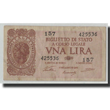 Banknote, Italy, 1 Lira, 1944, 1944-11-23, KM:29a, F(12-15)