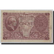 Biljet, Italië, 5 Lire, 1944, 1944-11-23, KM:31b, B+