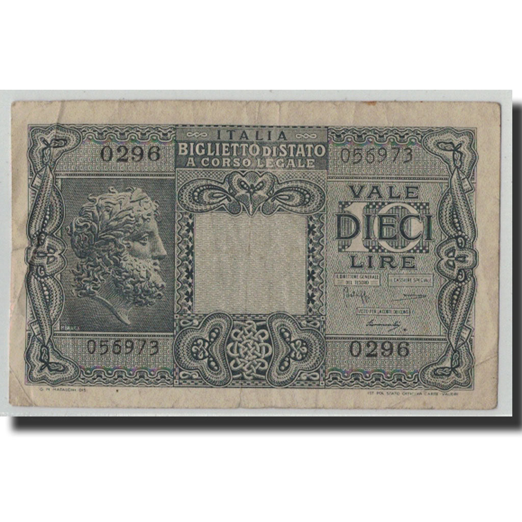 Geldschein, Italien, 10 Lire, 1944, 1944-11-23, KM:32b, SGE+