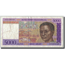 Biljet, Madagascar, 5000 Francs = 1000 Ariary, Undated (1995), KM:78b, TB