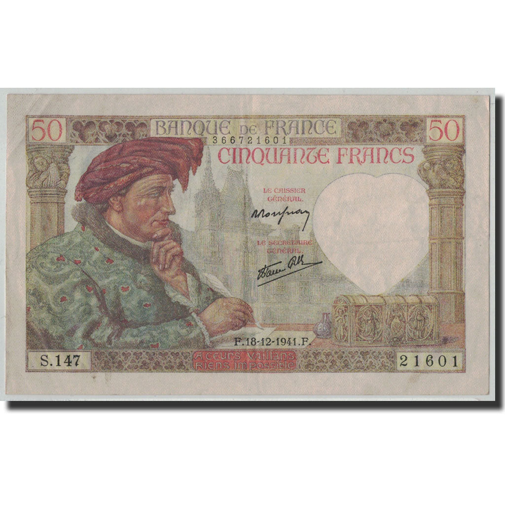 Francia, 50 Francs, 1941, 1941-12-18, BC+, Fayette:19.17, KM:93