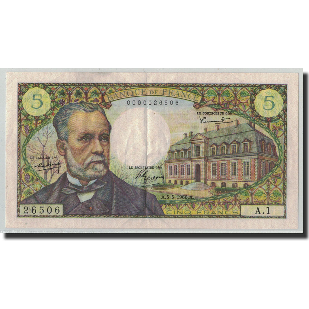 France, 5 Francs, 5 F 1966-1970 ''Pasteur'', 1966, 1966-05-05, VF(30-35)