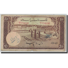 Biljet, Pakistan, 10 Rupees, Undated (1951), KM:13, B+