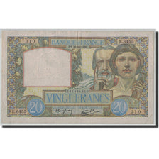 France, 20 Francs Science et Travail, 1941-10-30, VF(30-35), Fayette:12.19, KM:9