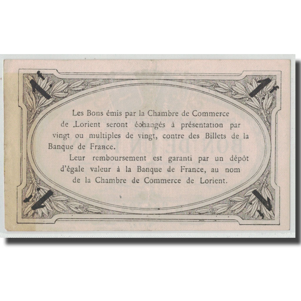 France, Lorient, 1 Franc, 1915, AU(55-58), Pirot:75-2