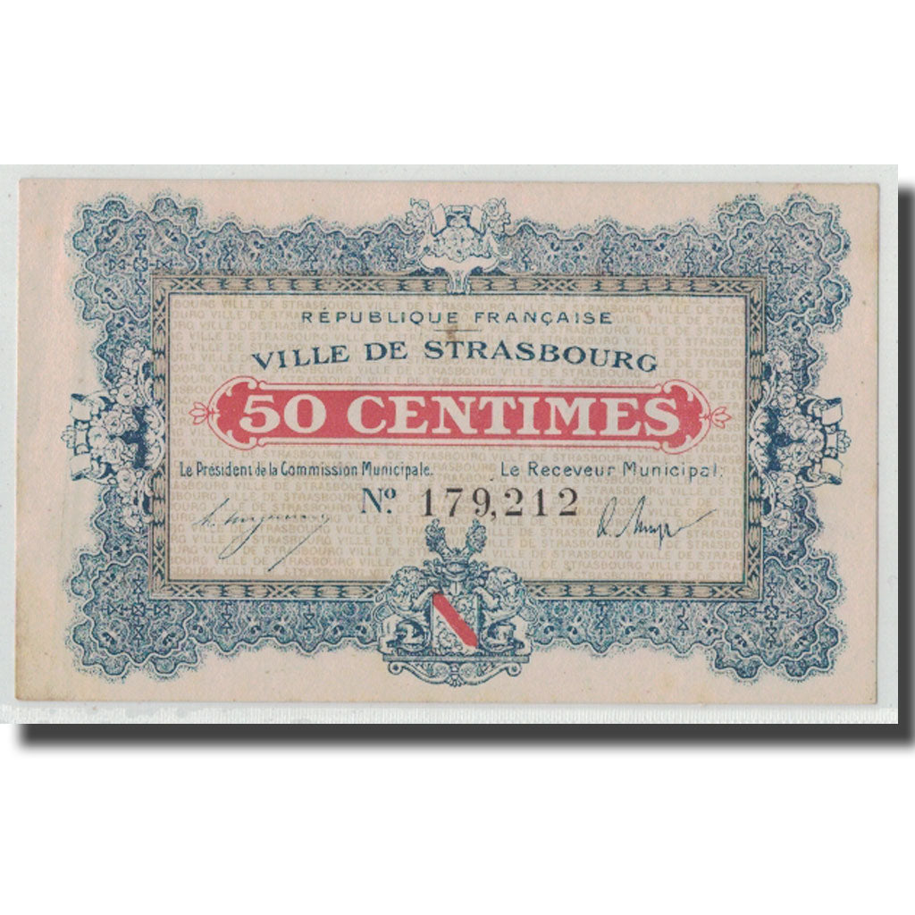 France, Strasbourg, 50 Centimes, 1918, AU(55-58), Pirot:133-1
