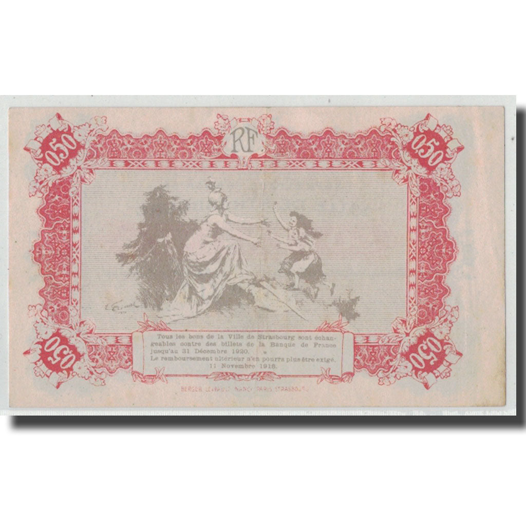 France, Strasbourg, 50 Centimes, 1918, AU(55-58), Pirot:133-1