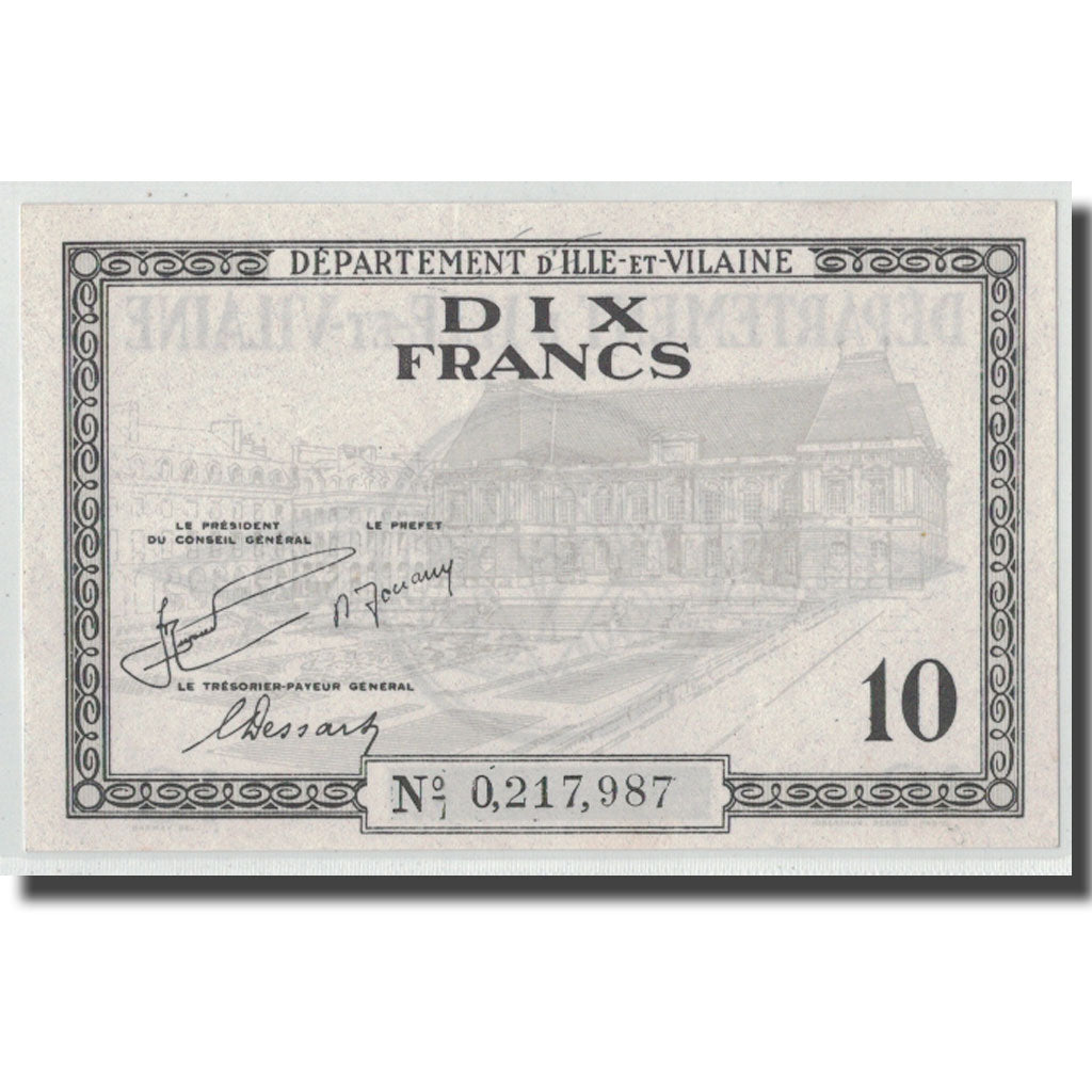 France, Ille et Vilaine, 10 Francs, Undated (1940), UNC(63)