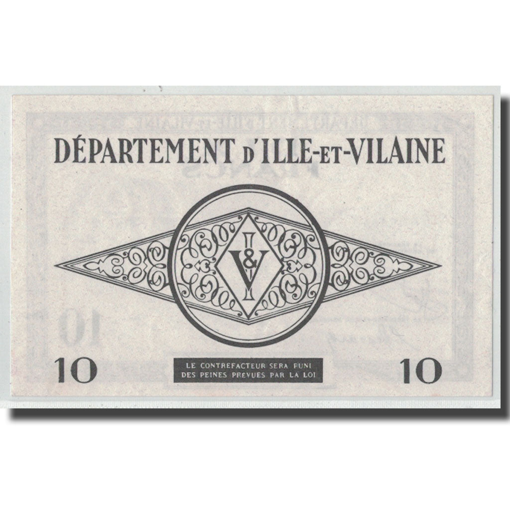 France, Ille et Vilaine, 10 Francs, Undated (1940), UNC(63)