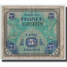 Frankrijk, 5 Francs, 1944 Flag/France, 1944, B+, Fayette:VF17.1, KM:115a