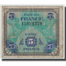 Francia, 5 Francs, 1944 Flag/France, 1944, B+, Fayette:VF17.1, KM:115a
