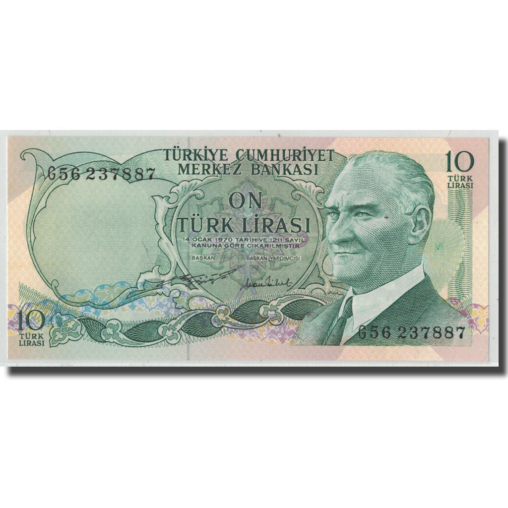 Banknote, Turkey, 10 Lira, L.1970 (1975), 1970-01-26, KM:186, UNC(63)