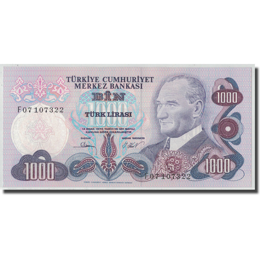 Banknote, Turkey, 1000 Lira, L.1970, 1970-01-26, KM:191, UNC(63)