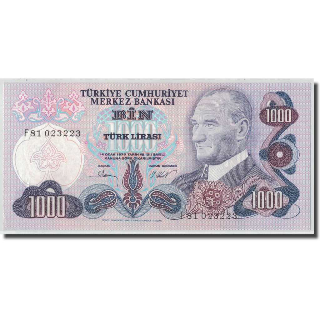 Banknote, Turkey, 1000 Lira, L.1970, 1970-01-26, KM:191, UNC(63)