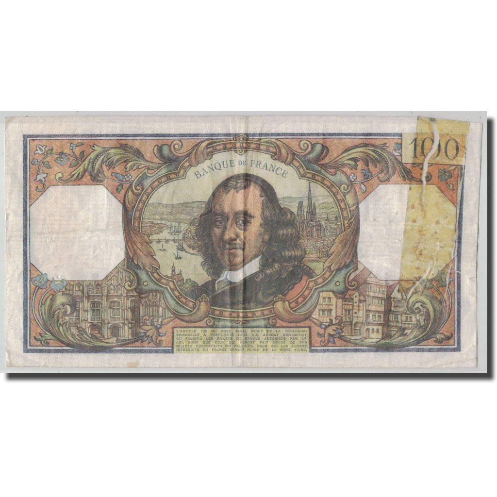 France, 100 Francs Corneille, 1974-07-04, VG(8-10), Fayette:65.46, KM:149d
